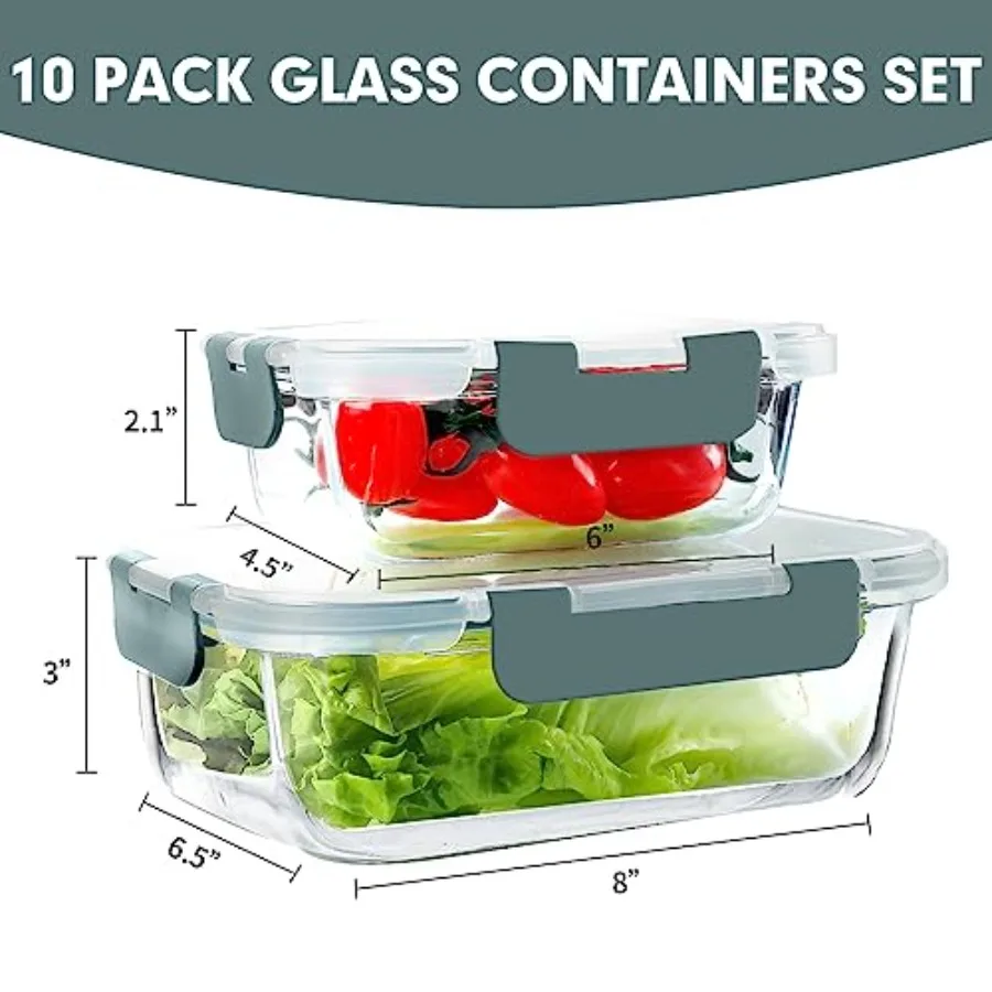 Lot de 10 contenants en verre  - Meal Prep Glass avis et prix